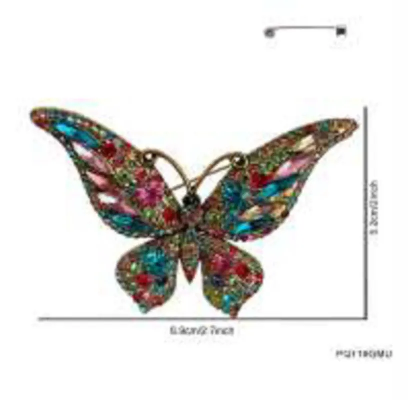 GOLD MULTICOLOR BUTTERFLY BROOCH ( 119 GMU ) sold by Oh My Jewelry