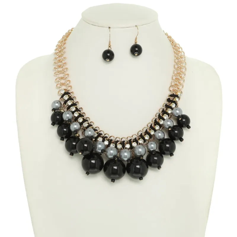 BLACK STONE NECKLACE SET ( 1527 BK ) sold by Oh My Jewelry