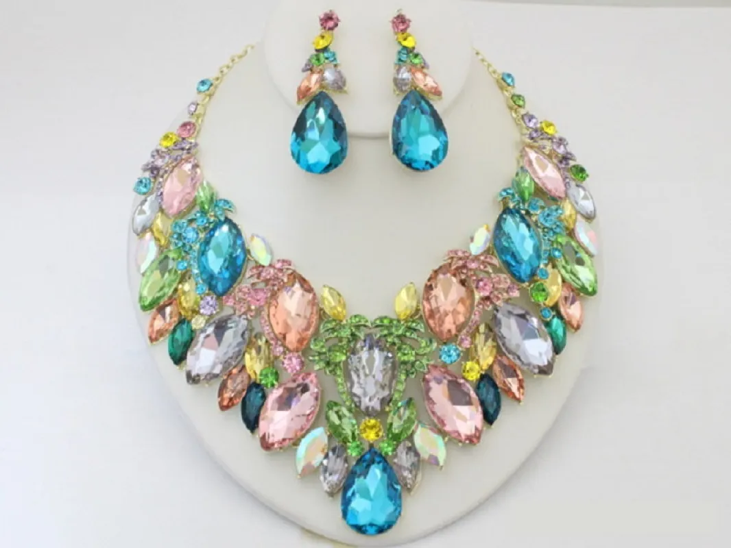 GOLD MULTI COLOR NECKLACE SET ( 20625 GMUT ) sold by Oh My Jewelry