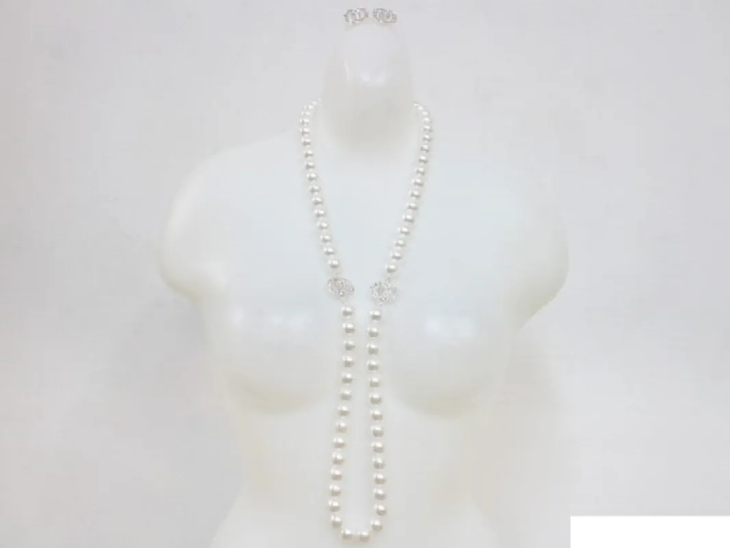 SILVER WHITE PEARL NECKLACE SET ( 19630 SHW ) sold by Oh My Jewelry