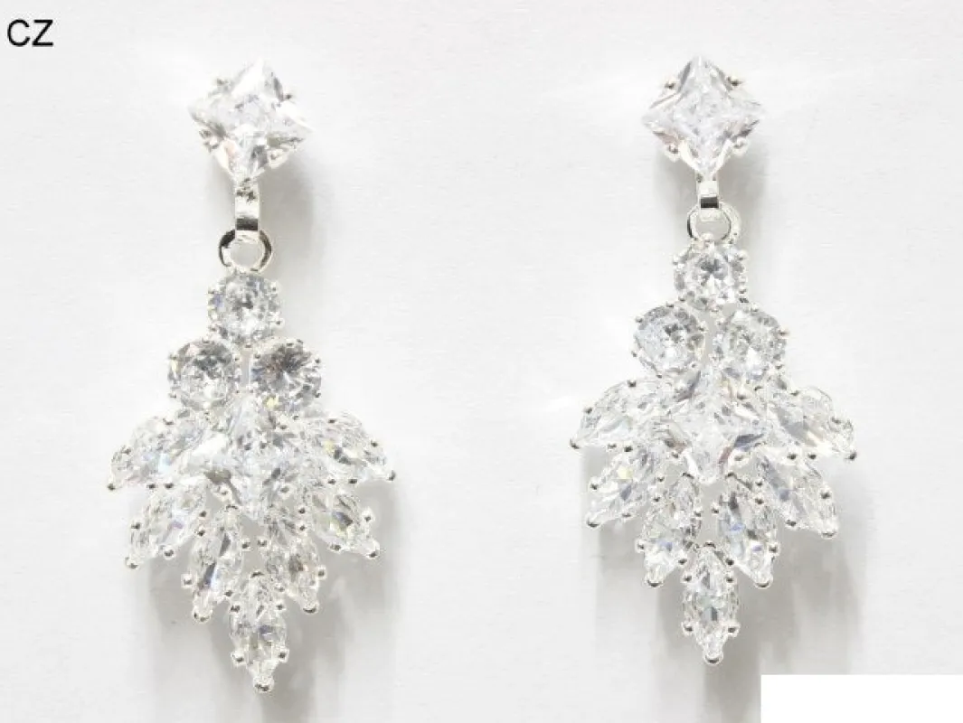 SILVER CZ STONE EARRINGS ( 6958 SCRY ) sold by Oh My Jewelry