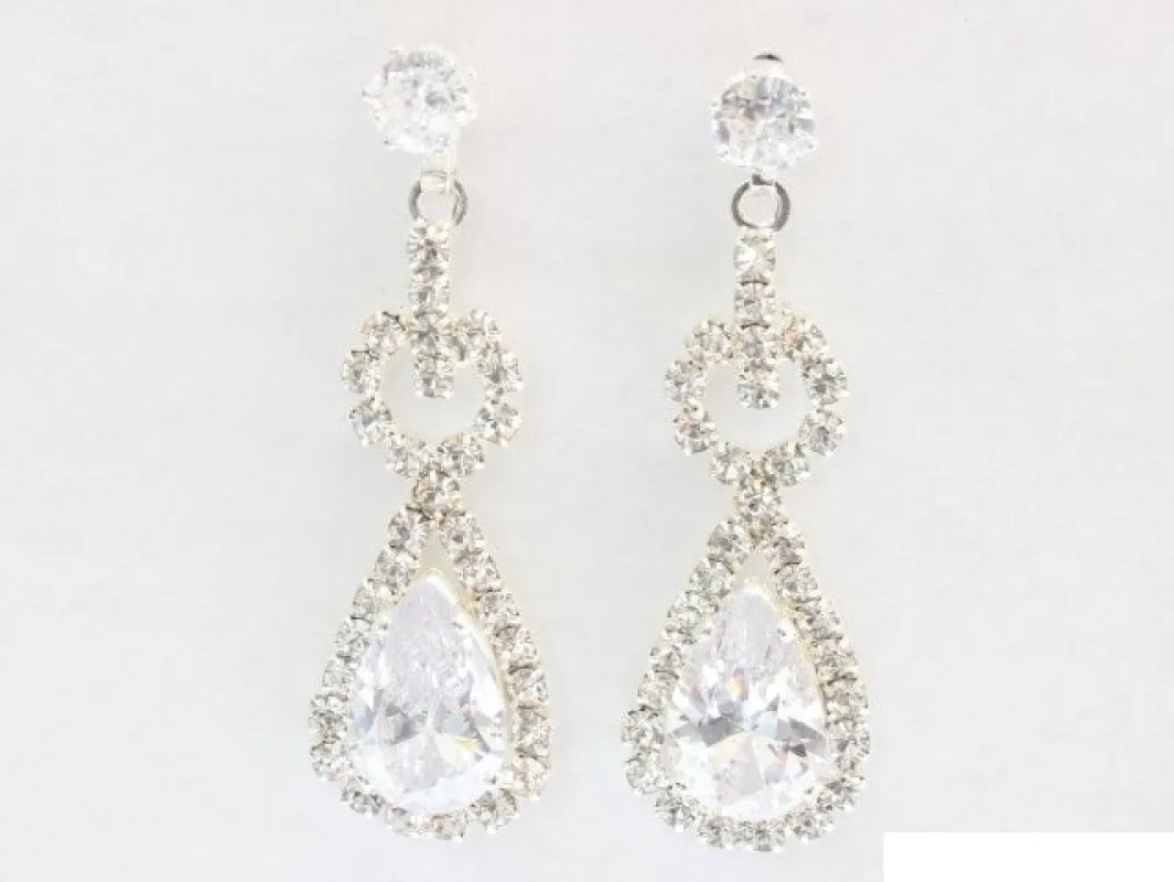 SILVER CLEAR CZ STONE EARRINGS ( 6861 SCRY ) sold by Oh My Jewelry