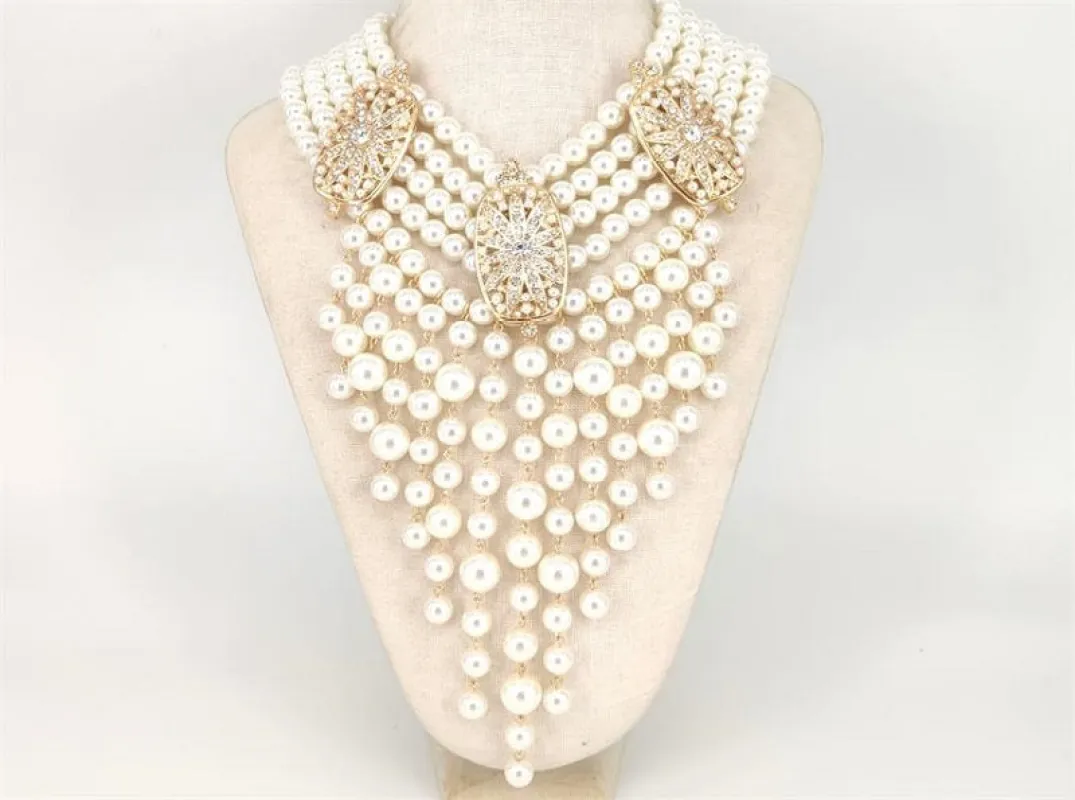 GOLD CREAM PEARL NECKLACE SET ( 1450 GDCRCL ) sold by Oh My Jewelry