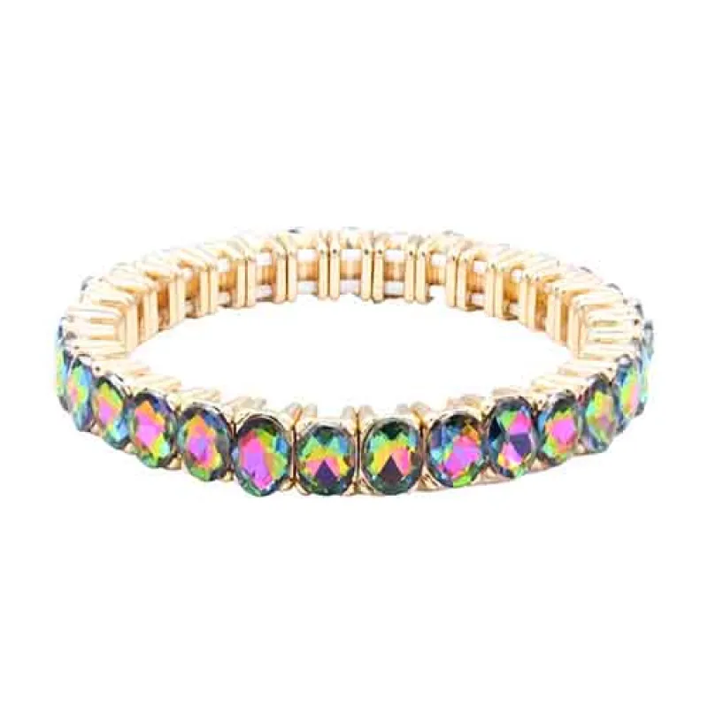 GOLD VITRAIL OIL SPILL STRETCH BRACELET ( 8138 GRAB ) made by Oh My Jewelry
