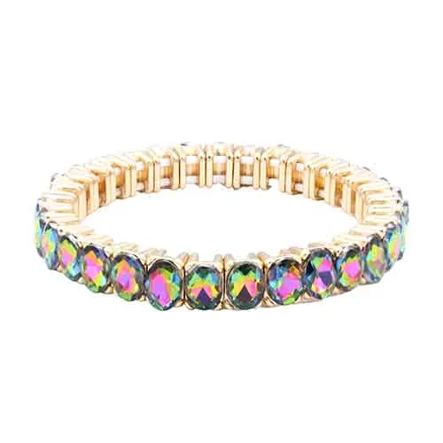 GOLD VITRAIL OIL SPILL STRETCH BRACELET ( 8138 GRAB ) sold by Oh My Jewelry
