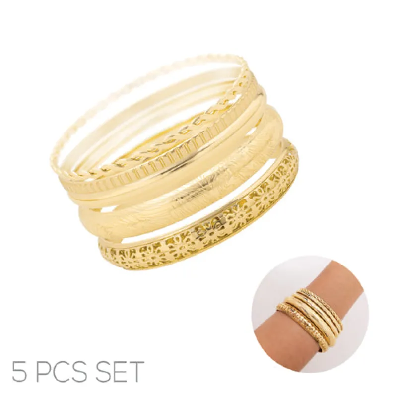 5 GOLD BANGLE SET ( 84545 G ) sold by Oh My Jewelry