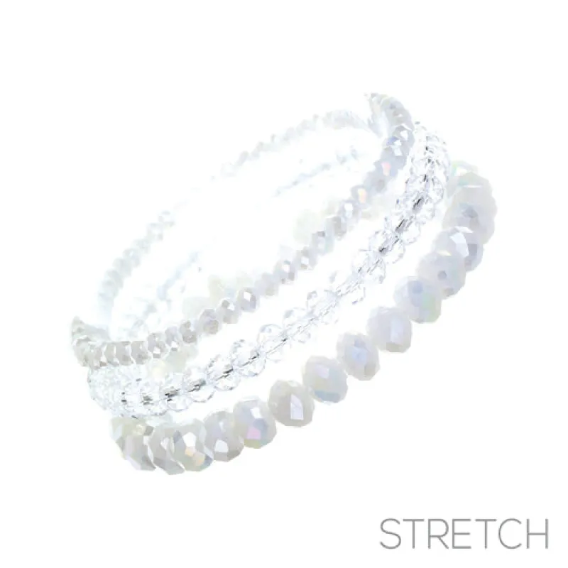 3 Layer WHITE Opal Glass Beaded Stretch Bracelets ( 83476 WH ) sold by Oh My Jewelry