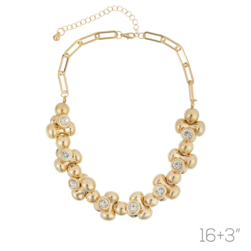 GOLD BALL NECKLACE ( 18928 CRG ) sold by Oh My Jewelry
