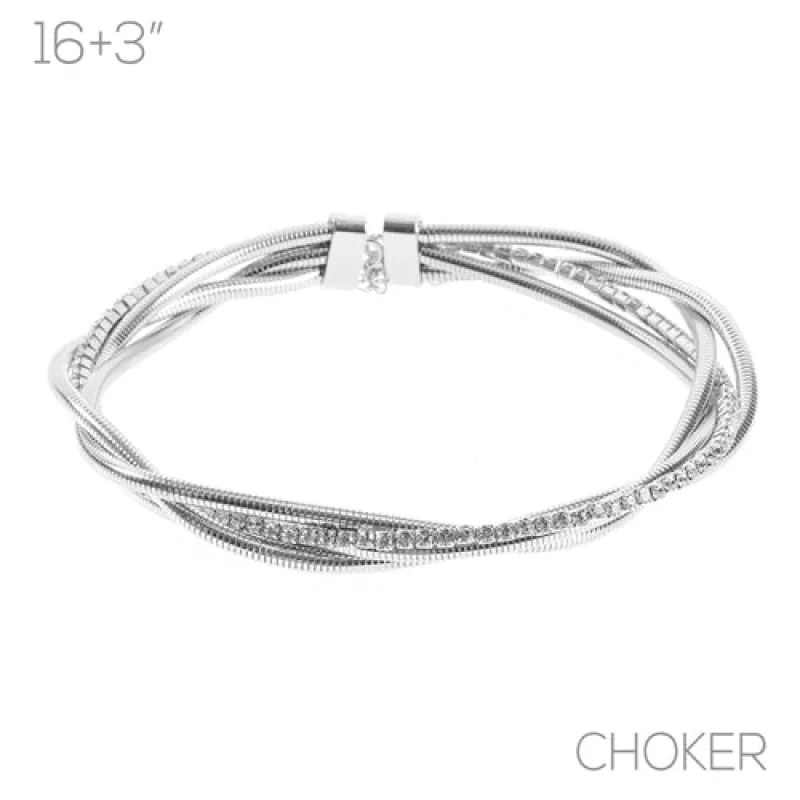 SILVER CHOKER NECKLACE ( 18827 CRR ) sold by Oh My Jewelry