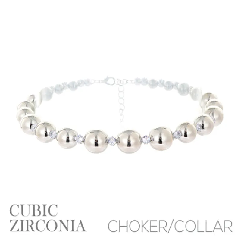 SILVER BALL CHOKER NECKLACE ( 18675 CRR ) sold by Oh My Jewelry