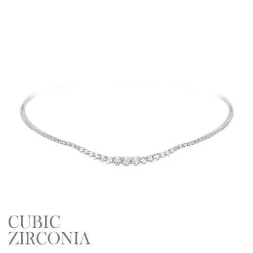 SILVER CZ CHOKER NECKLACE ( 17899 CRR ) sold by Oh My Jewelry