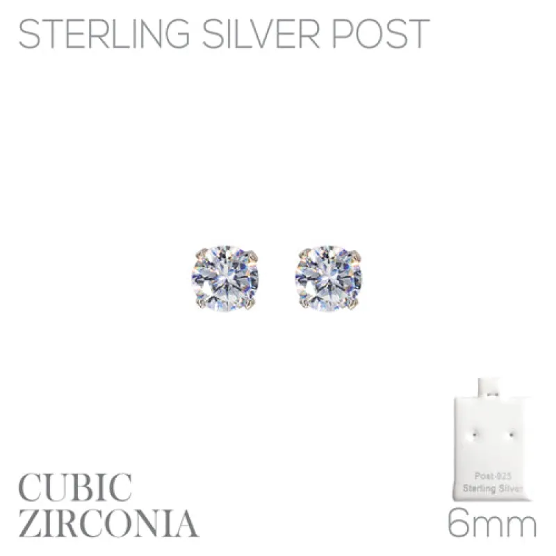 SILVER STUD POST EARRINGS ( 27472 6CRR ) sold by Oh My Jewelry