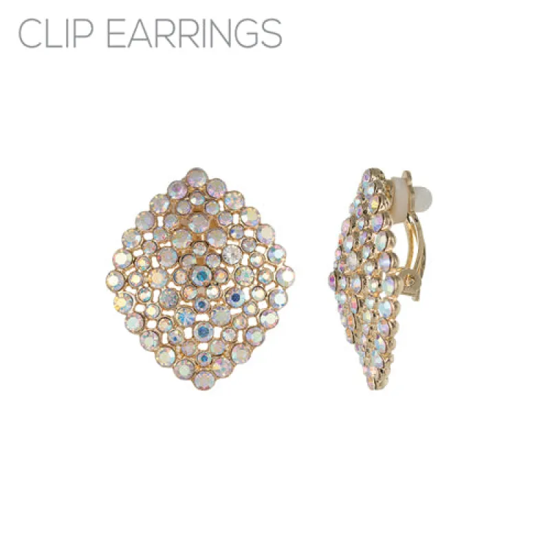 GOLD AB CLIP ON EARRINGS ( 25664 CEABG ) sold by Oh My Jewelry