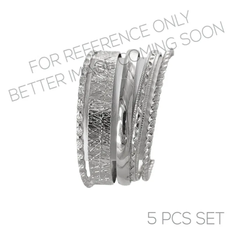 5 SILVER BANGLE SET ( 84539 R ) made by Rebecca Minkoff