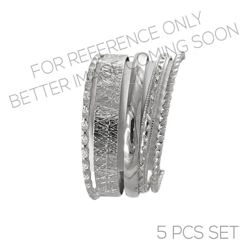 5 SILVER BANGLE SET ( 84539 R ) sold by Oh My Jewelry