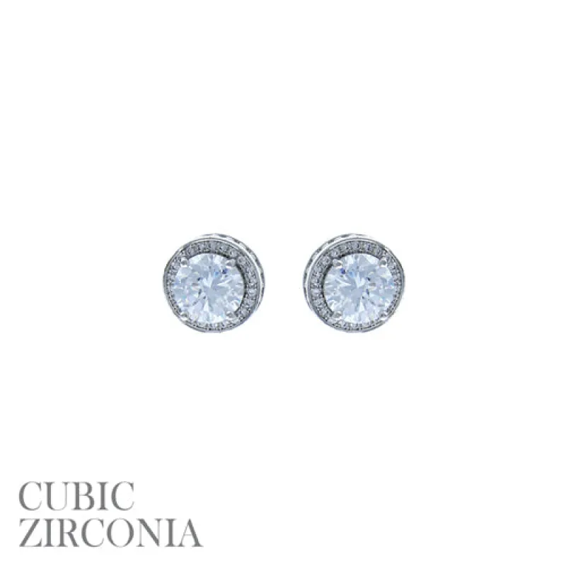 14MM SILVER CZ CUBIC ZIRCONIA STONES EARRINGS ( 27285 CRR ) sold by Oh My Jewelry