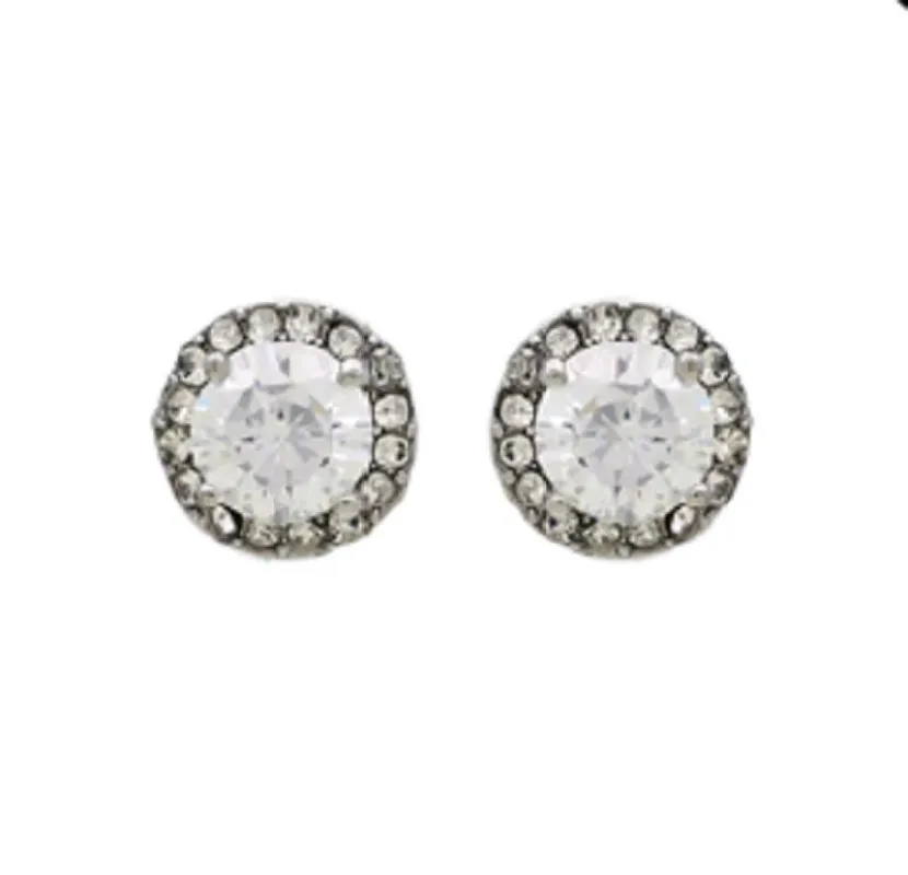 10mm SILVER CLEAR CUBIC ZIRCONIA CZ EARRINGS ( 21499 CR ) sold by Oh My Jewelry