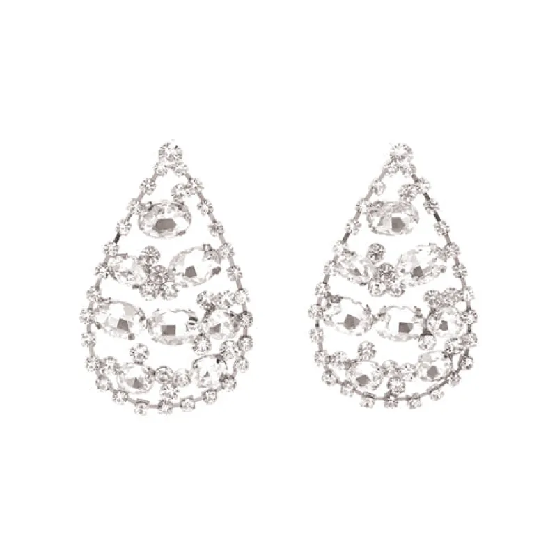 TEARDROP SHAPE EARRINGS CLEAR STONES ( 28479 CRS ) sold by Oh My Jewelry