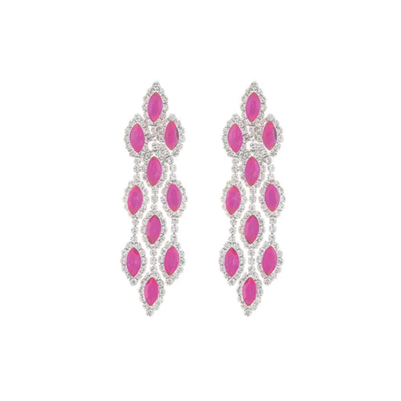 DANGLING EARRINGS FUCHSIA STONES ( 28149 FUS ) sold by Oh My Jewelry