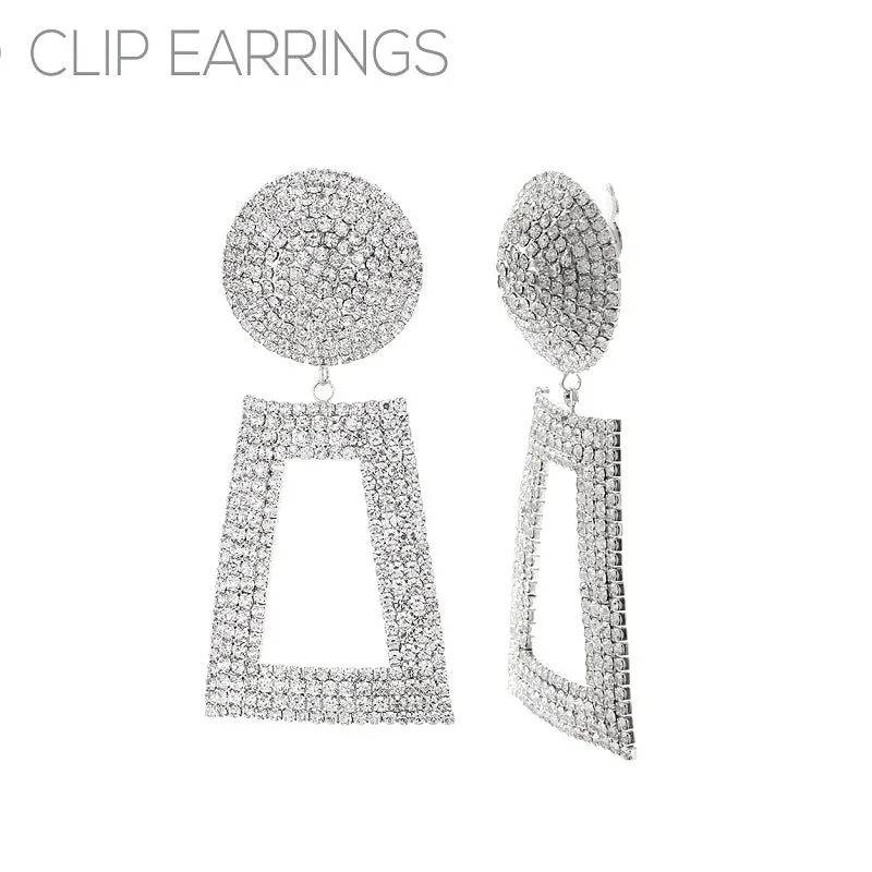 SILVER CLIP ON EARRINGS CLEAR STONES sold by Oh My Jewelry