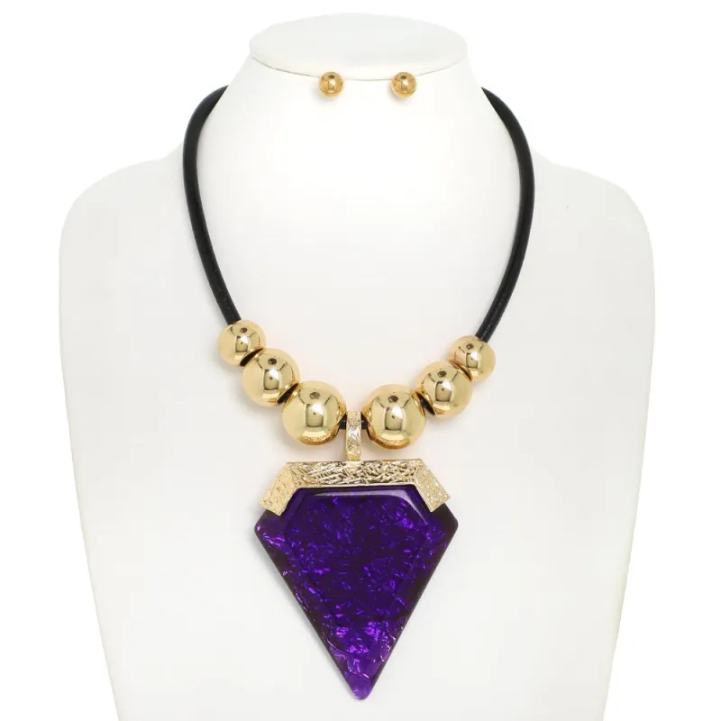 GOLD PURPLE NECKLACE SET ( 12672 PU ) sold by Oh My Jewelry