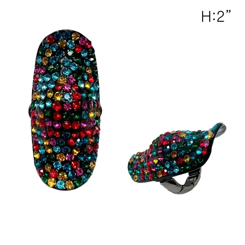 HEMATITE MULTICOLOR Rhinestone Stretch Ring ( 150 BMU ) sold by Oh My Jewelry
