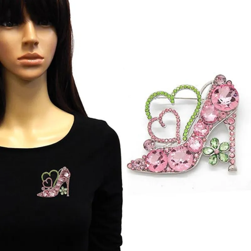 SILVER GREEN PINK BROOCH ( 2173 RDGRPNK ) sold by Oh My Jewelry