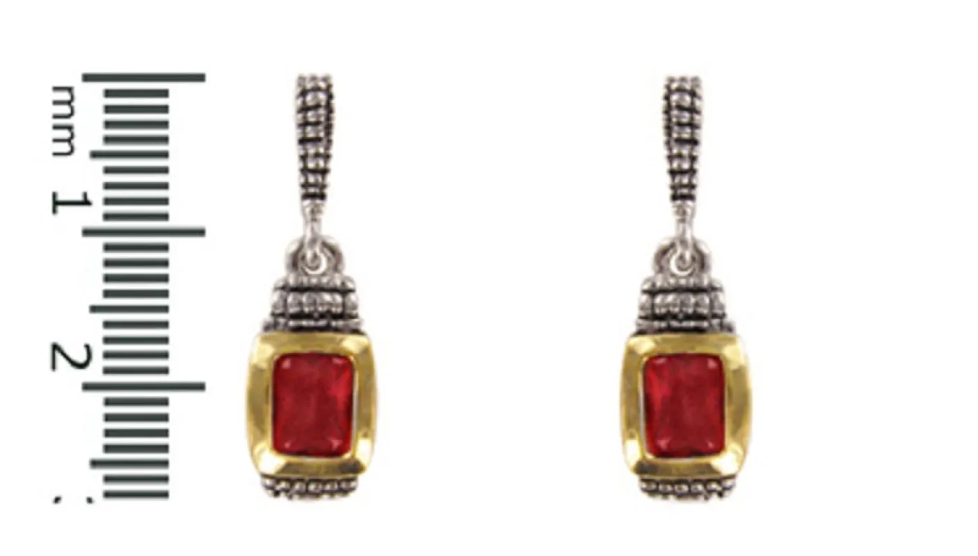 SILVER GOLD EARRINGS RED STONES ( 00422 RED ) sold by Oh My Jewelry