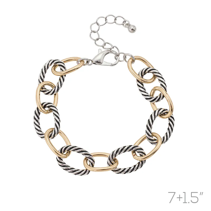 SILVER GOLD ROPE BRACELET ( 84563 MP ) sold by Oh My Jewelry