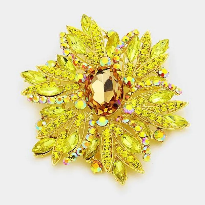 Large Yellow Rhinestone Brooch ( 1041 YL ) sold by Oh My Jewelry