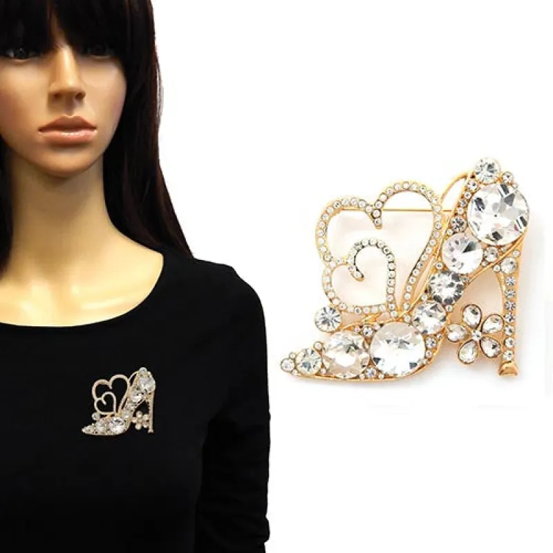 GOLD SHOE BROOCH ( 2173 GDCLR ) sold by Oh My Jewelry