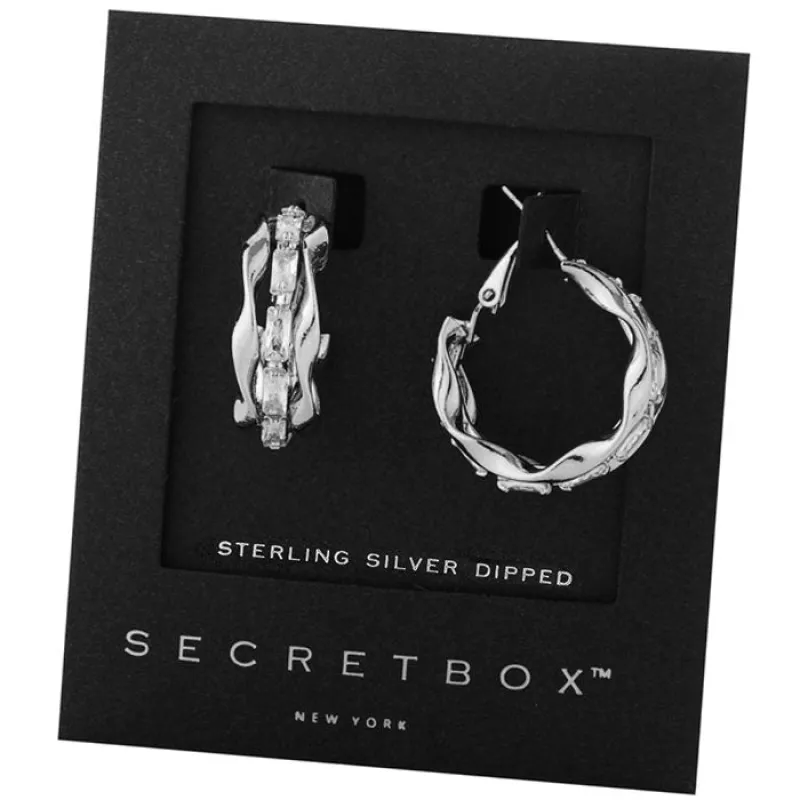 STERLING SILVER DIPPED CRYSTAL HOOP EARRINGS ( 50060 WG ) sold by Oh My Jewelry
