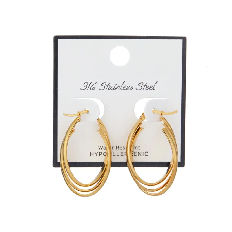 GOLD STAINLESS STEEL EARRINGS ( 70031 GD ) sold by Oh My Jewelry