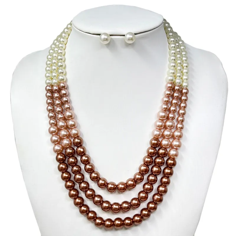 MIX COLOR PEARL NECKLACE SET ( 10833 GBR ) sold by Oh My Jewelry