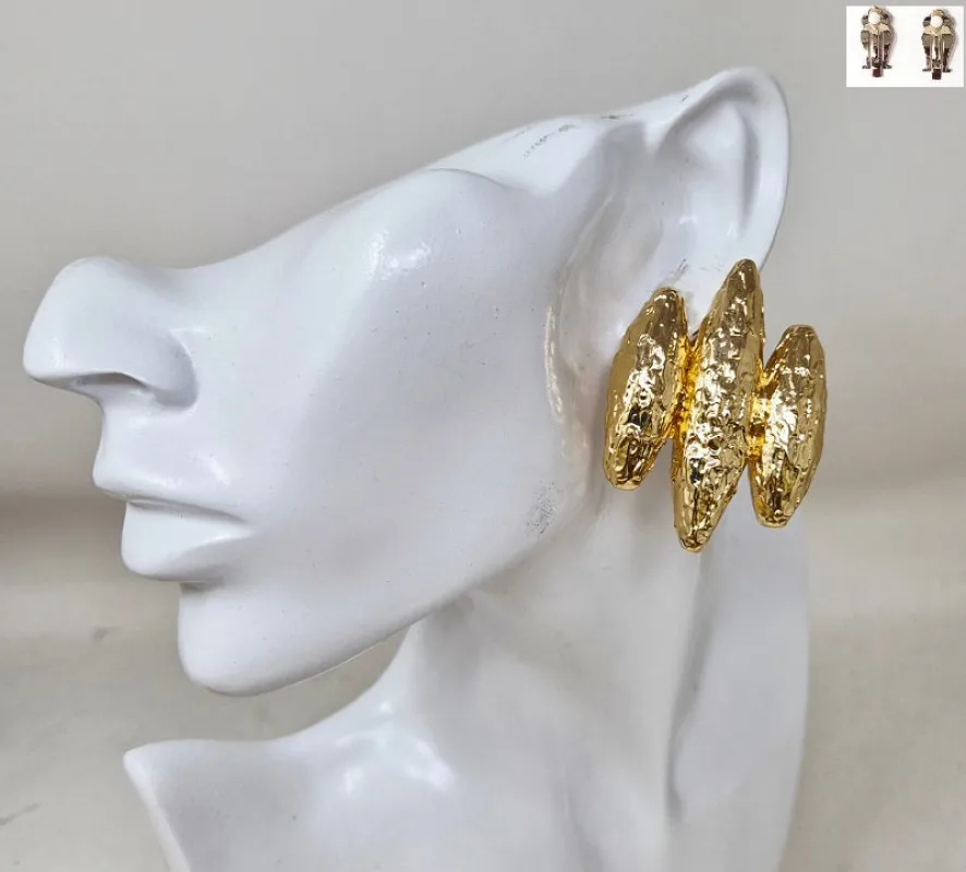 GOLD METAL CLIP ON EARRINGS ( 20134 G ) sold by Oh My Jewelry