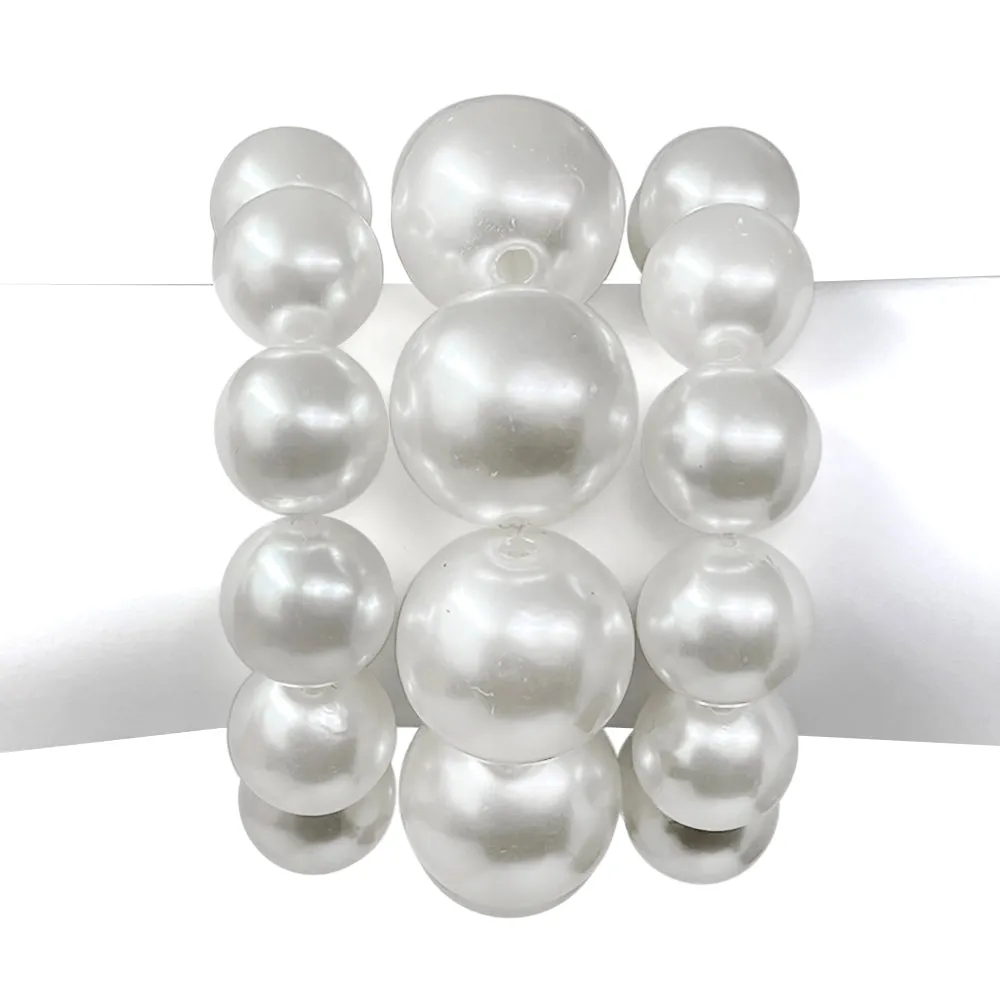 WHITE PEARL STRETCH BRACELETS ( 10104 WH ) sold by Oh My Jewelry