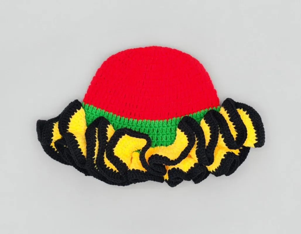 MULTICOLOR RUFFLE HAT RED TOP ( 1526 RD ) sold by Oh My Jewelry