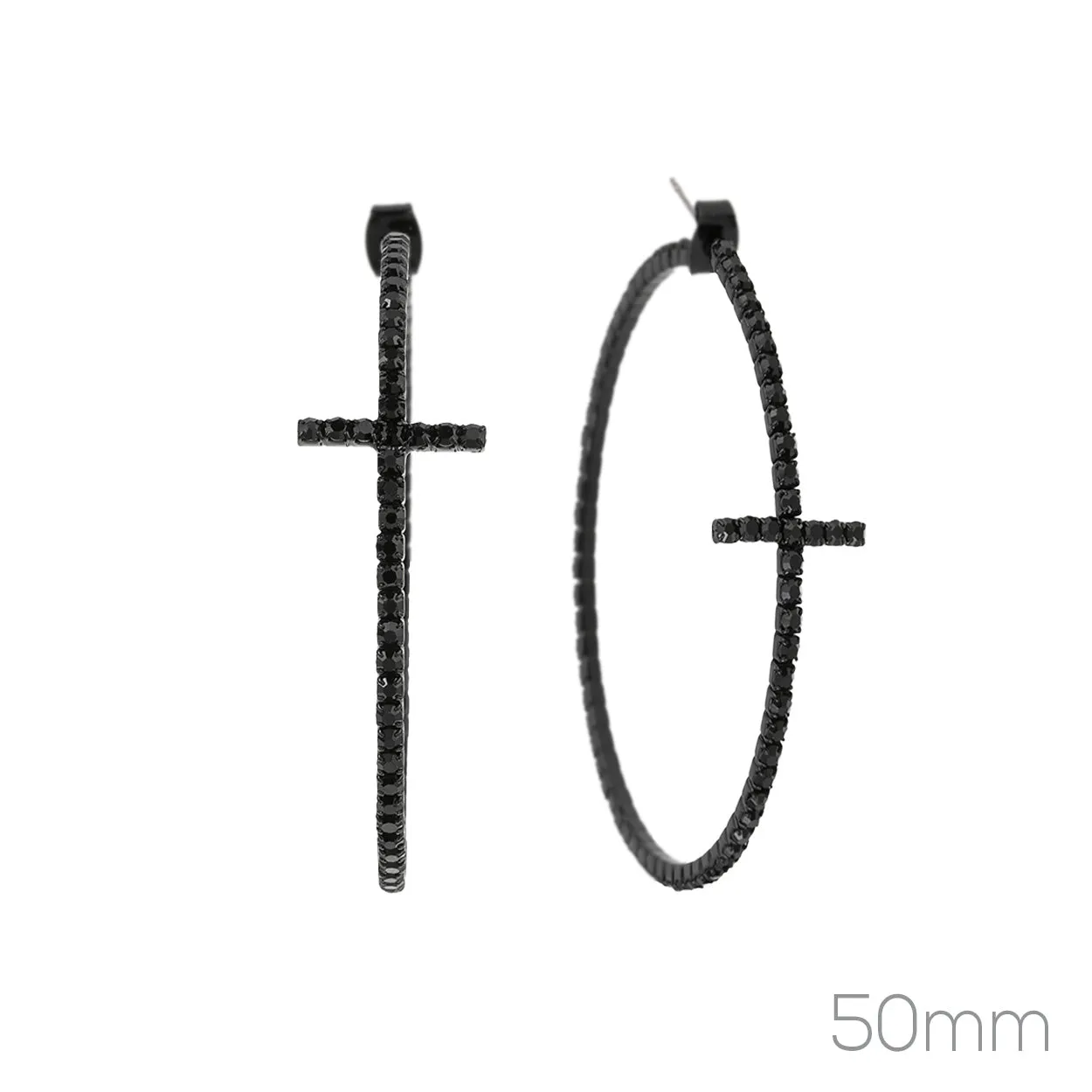 50mm CROSS HOOP EARRINGS ( 28914 50JTJT ) sold by Oh My Jewelry