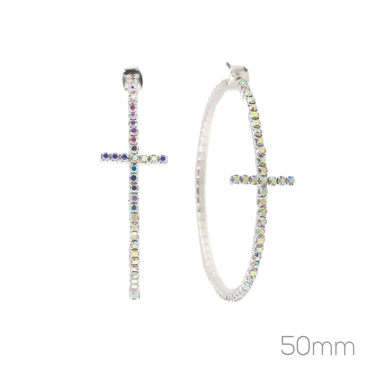 50mm CROSS HOOP EARRINGS ( 28914 50ABS ) sold by Oh My Jewelry