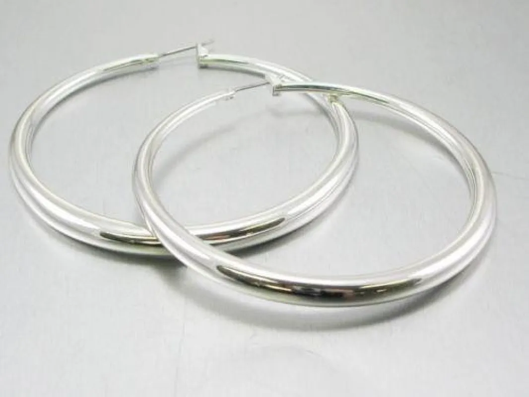 2.5" Silver Hollow Hoop Earrings ( 362 S ) sold by Oh My Jewelry