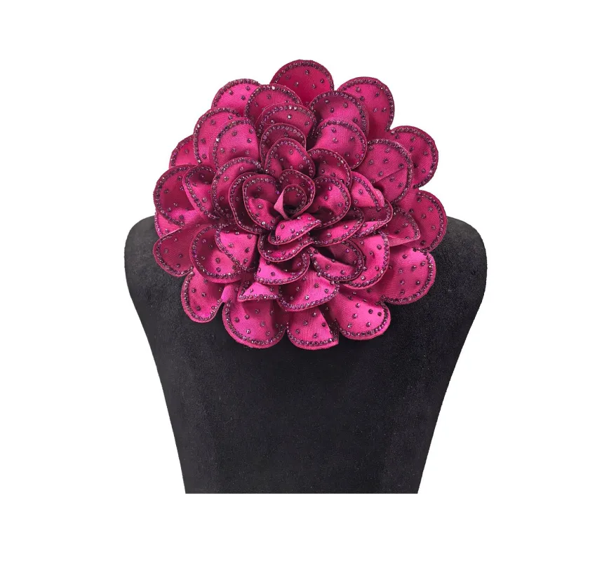 5.5" BIG FLOWER BROOCH FUCHSIA ( 0046 FUFU ) made by Oh My Jewelry