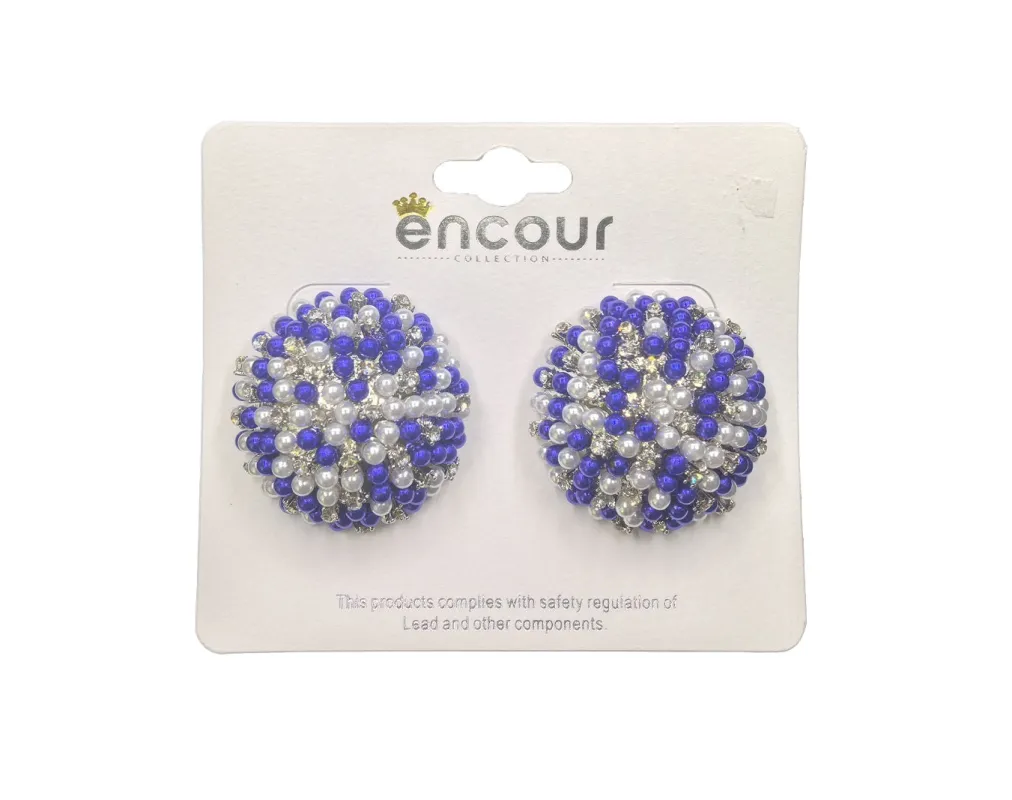 ROYAL BLUE WHITE PEARL CLIP ON EARRINGS ( 0570 3RBWH ) sold by Oh My Jewelry