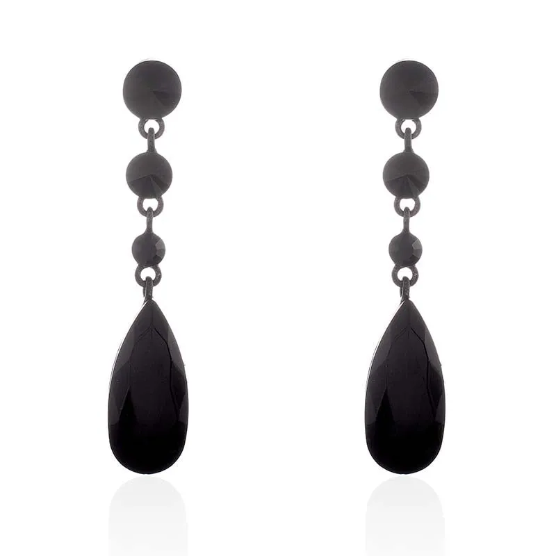BLACK DANGLING EARRINGS ( 2634 JET ) sold by Oh My Jewelry
