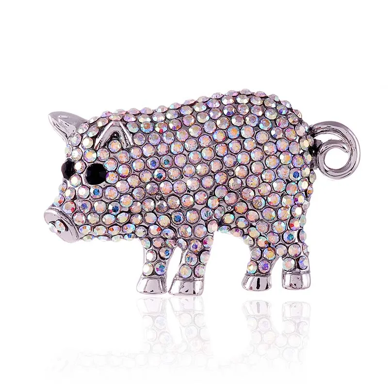 SILVER AB CRYSTAL PIG BROOCH ( 1497 SAB ) sold by Oh My Jewelry