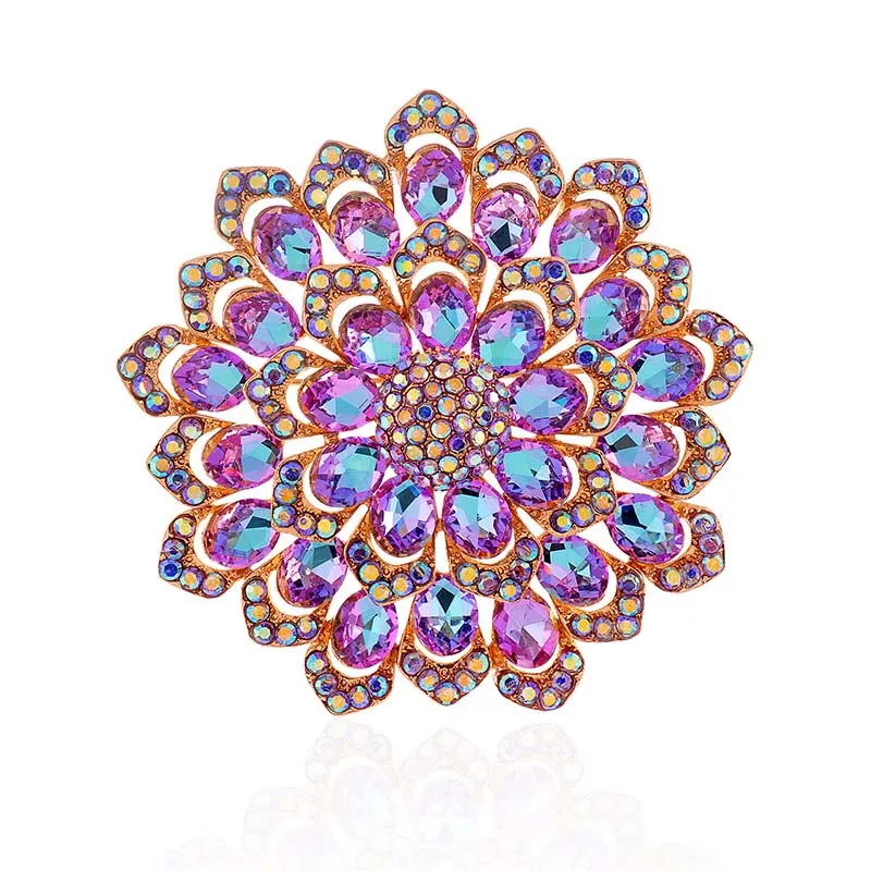 LARGE CRYSTAL FLOWER PIN ( 1528 VL ) sold by Oh My Jewelry