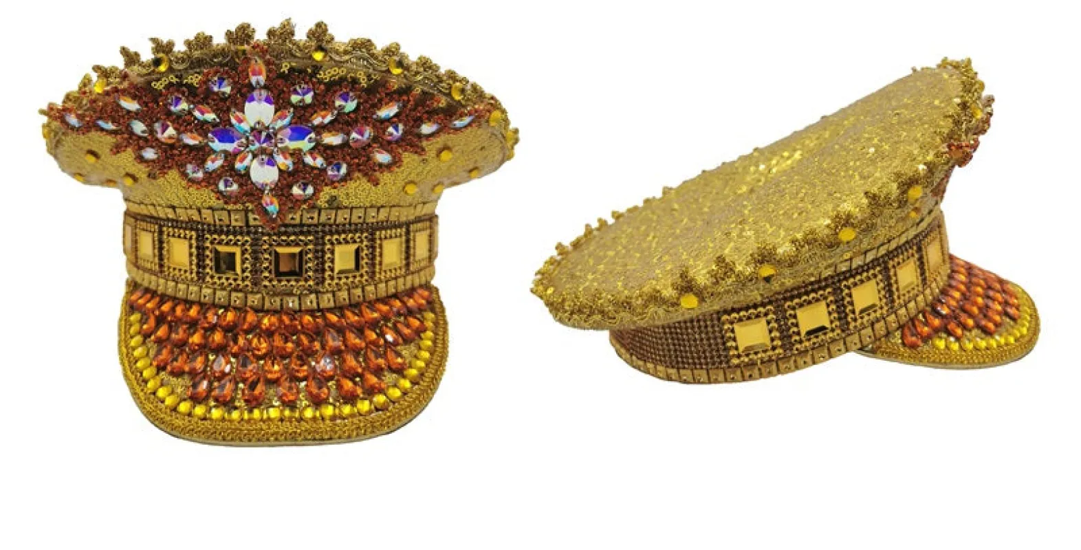 GOLD SEQUIN CAPTAINS HAT ( 0690 G ) sold by Oh My Jewelry