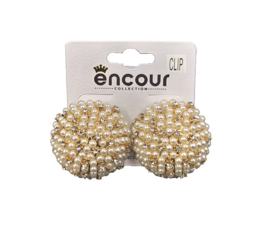 GOLD CREAM PEARL CLIP ON EARRINGS ( 0570C 2CR ) sold by Oh My Jewelry
