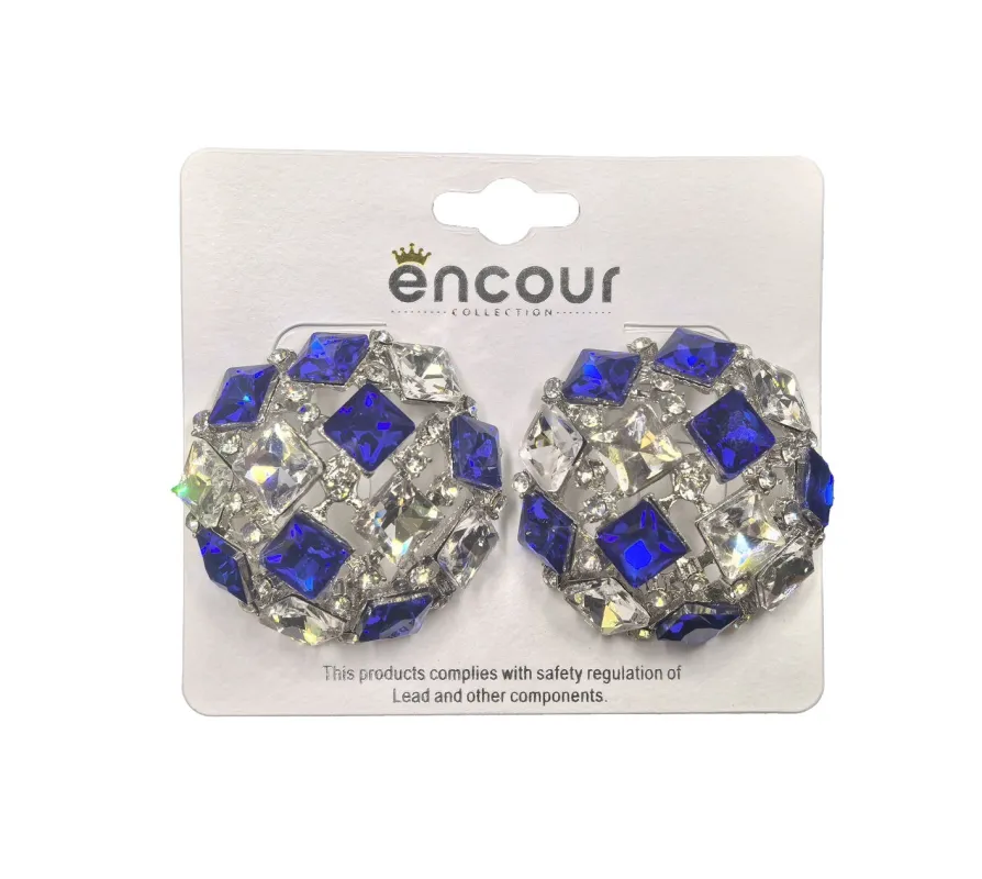 SILVER ROYAL BLUE CLEAR RHINESTONE EARRINGS ( 0557 3RBWH ) sold by Oh My Jewelry