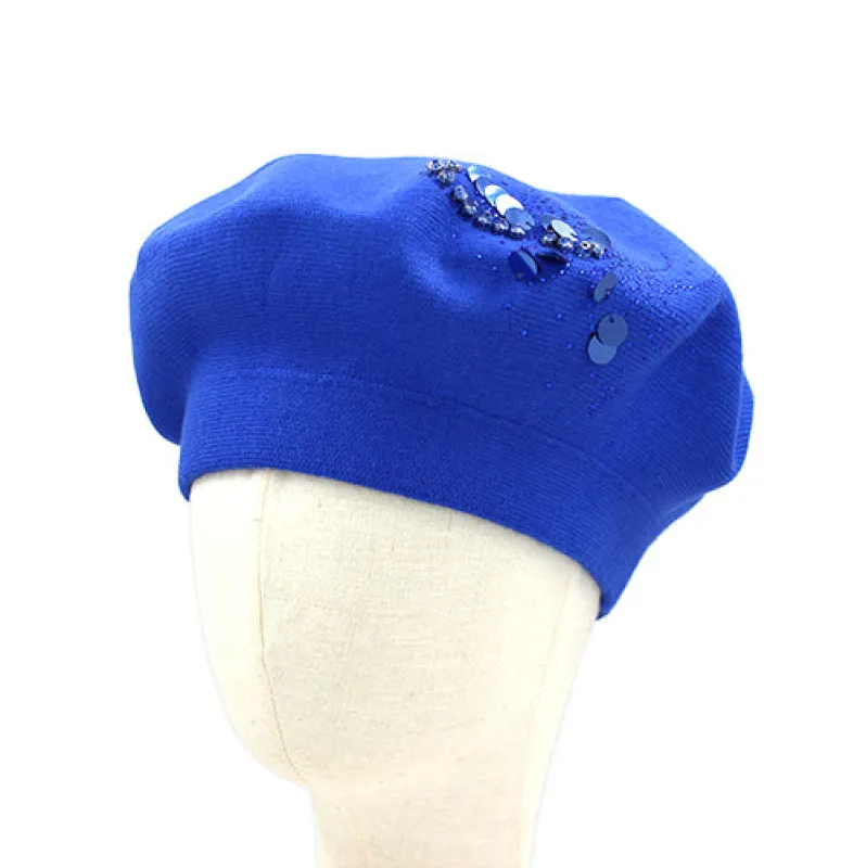 BERET HAT SEQUINS STONES ( 1618 BL ) sold by Oh My Jewelry