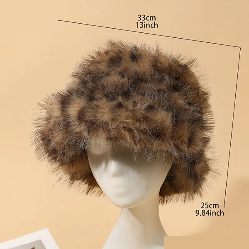 LEOPARD FAUX MINK FUR BUCKET HAT ( 870012 LEOP ) sold by Oh My Jewelry